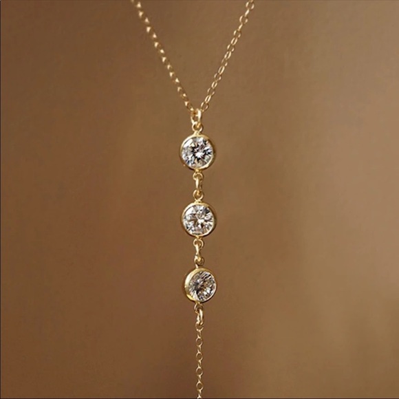 Gold Crystal Body Chain Pendant Necklace - Picture 6 of 7